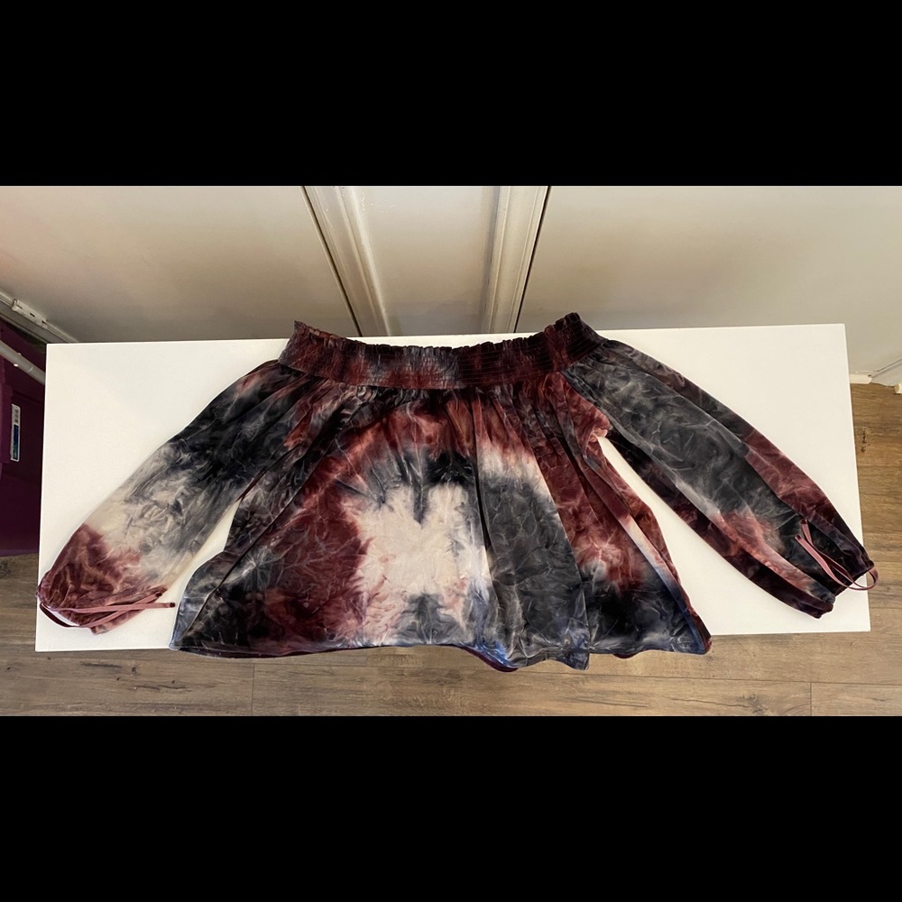 Crushed velvet off the shoulder top